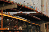 10 April 2012 - Construction of the Port Mann Bridge, (Port Mann Highway 1 Improvement Project), is seen in Coquitlam, B.C., Canada. Credit: Adrian Brown - N49Photo.