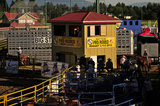 03 August 2012 - Men watch a rodeo event at the Abbotsford Agrifair & Rodeo, in Abbotsford, B.C., Canada. Credit: Adrian Brown - N49Photo.
