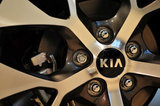 30 August 2012 - The Kia name is seen on the rim of a vehicle in the showroom at Applewood Kia, in Langley, B.C., Canada. Credit: Adrian Brown - N49Photo.